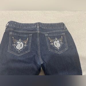 Guess Dark Blue Boot Cut Jeans with Embroidery